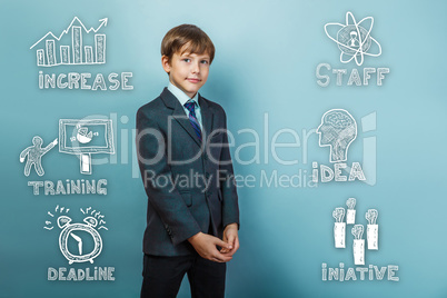 Successful businessman teenage boy standing with hands clasped s