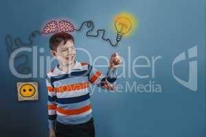 Teenage boy laughing and holding a finger subject igniter charge