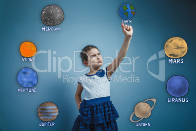 Teen girl holds finger grave Planet Earth Solar System Astronomy