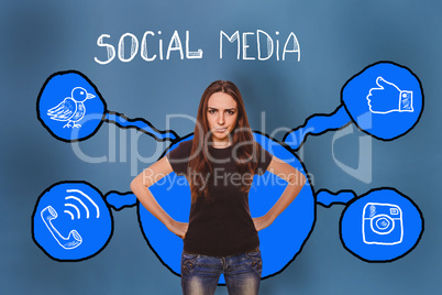 girl put her hands on her waist frowned angry social media infog