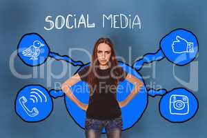 girl put her hands on her waist frowned angry social media infog