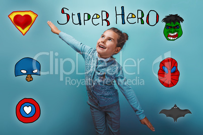 Girl spread her arms wide flight of happiness and joy superhero