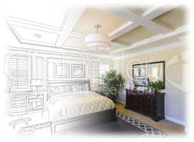 Custom Bedroom Drawing Gradation Into Photograph.