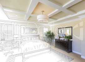 Custom Bedroom Drawing Gradation Into Photograph.