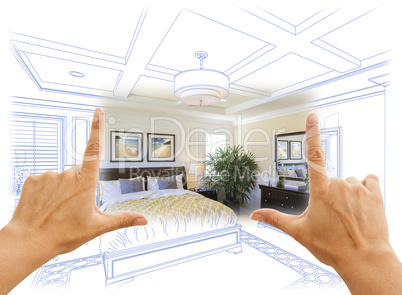 Hands Framing Custom Bedroom Drawing Photograph Combination