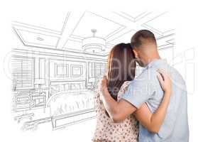 Young Military Couple Looking Over Custom Bedroom Design Drawing