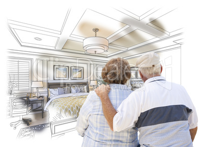 Senior Couple Looking Over Custom Bedroom Design Drawing Photo C