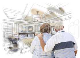 Senior Couple Looking Over Custom Bedroom Design Drawing Photo C
