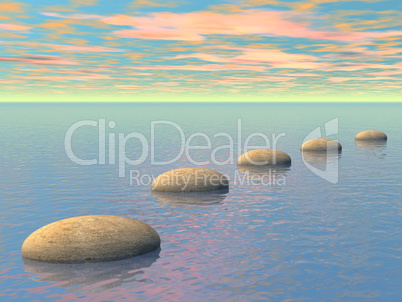 Steps on the ocean - 3D render