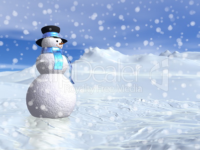 Snowman by winter - 3D render Snowman by winter - 3D render