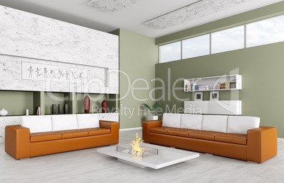 Interior of modern living room 3d render