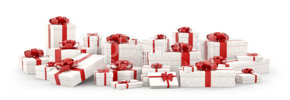 White gift boxes, presents isolated 3d rendering