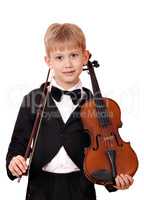 boy with violin posing