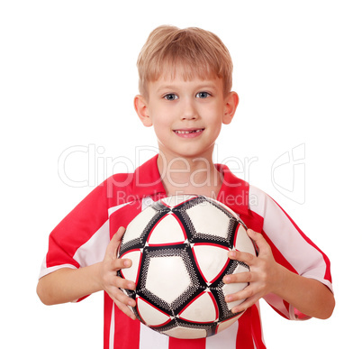 boy with soccer ball posing