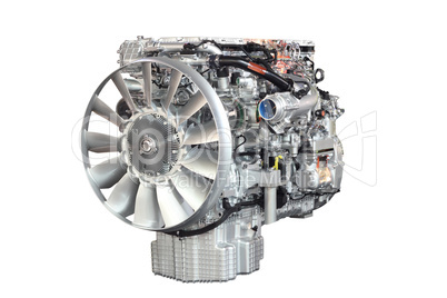 heavy truck engine front view isolated