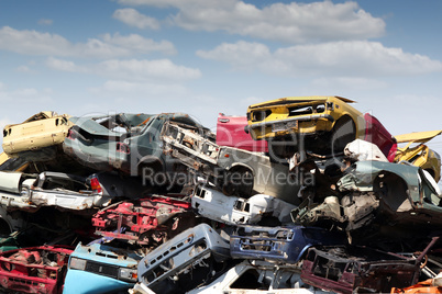junk yard with old cars