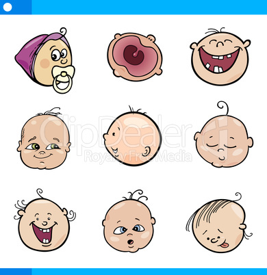 cartoon babies faces set