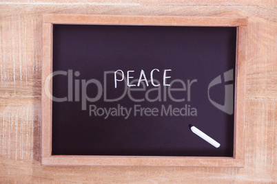 Chalkboard with peace text