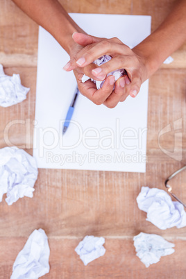 Close up view of a paper ball