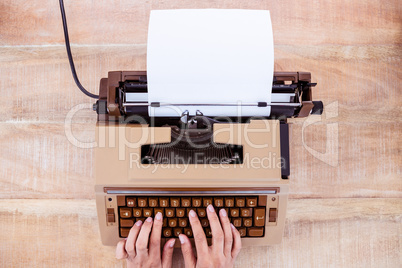 Above view of old typewriter