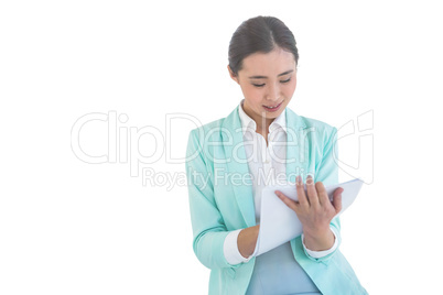 Smiling businesswoman with her notes