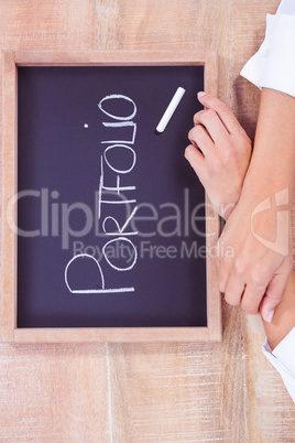 Chalkboard with portfolio text