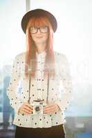 Portrait of smiling hipster woman