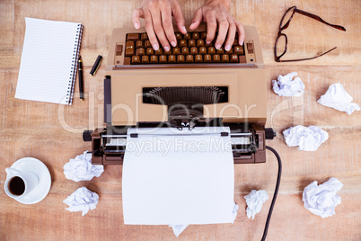 Above view of old typewriter