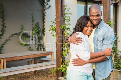 Happy couple after buying new house