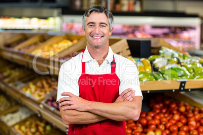 Portrait of smiling man wearing apron