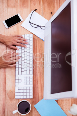 Close up view of a business desk