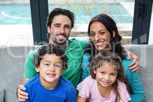 Happy family on the sofa