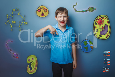 boy points his finger down and laughing joy fun icons biology ed