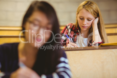 Thoughtful student during class