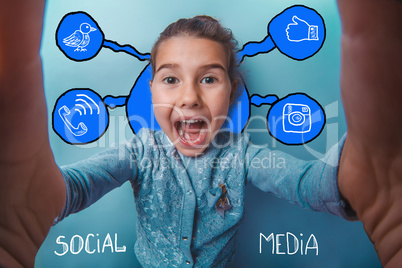Self happiness girl child social media infographics sketch Inter