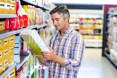 Man reading nutritional values