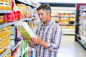 Man reading nutritional values