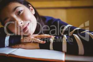 Smiling student in lecture hall