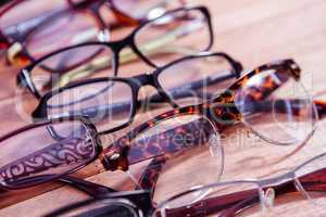 Reading glasses on table