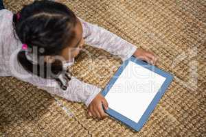 Happy young children using tablet