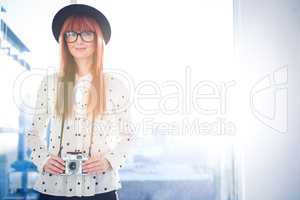 Portrait of smiling hipster woman