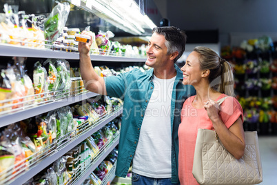 Happy couple at the supermarket