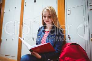 Focused student sitting and studying on notebook