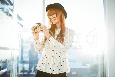 Portrait of smiling hipster woman