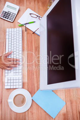 Close up view of a business desk