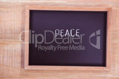 Chalkboard with peace text