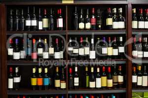View of row bottles of wine