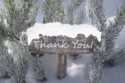 Christmas Sign Snow Fir Tree Branch Text Thank You