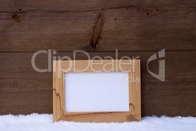 Christmas Card With Picture Frame, Copy Space, Snow