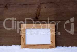 Christmas Card With Picture Frame, Copy Space, Snow